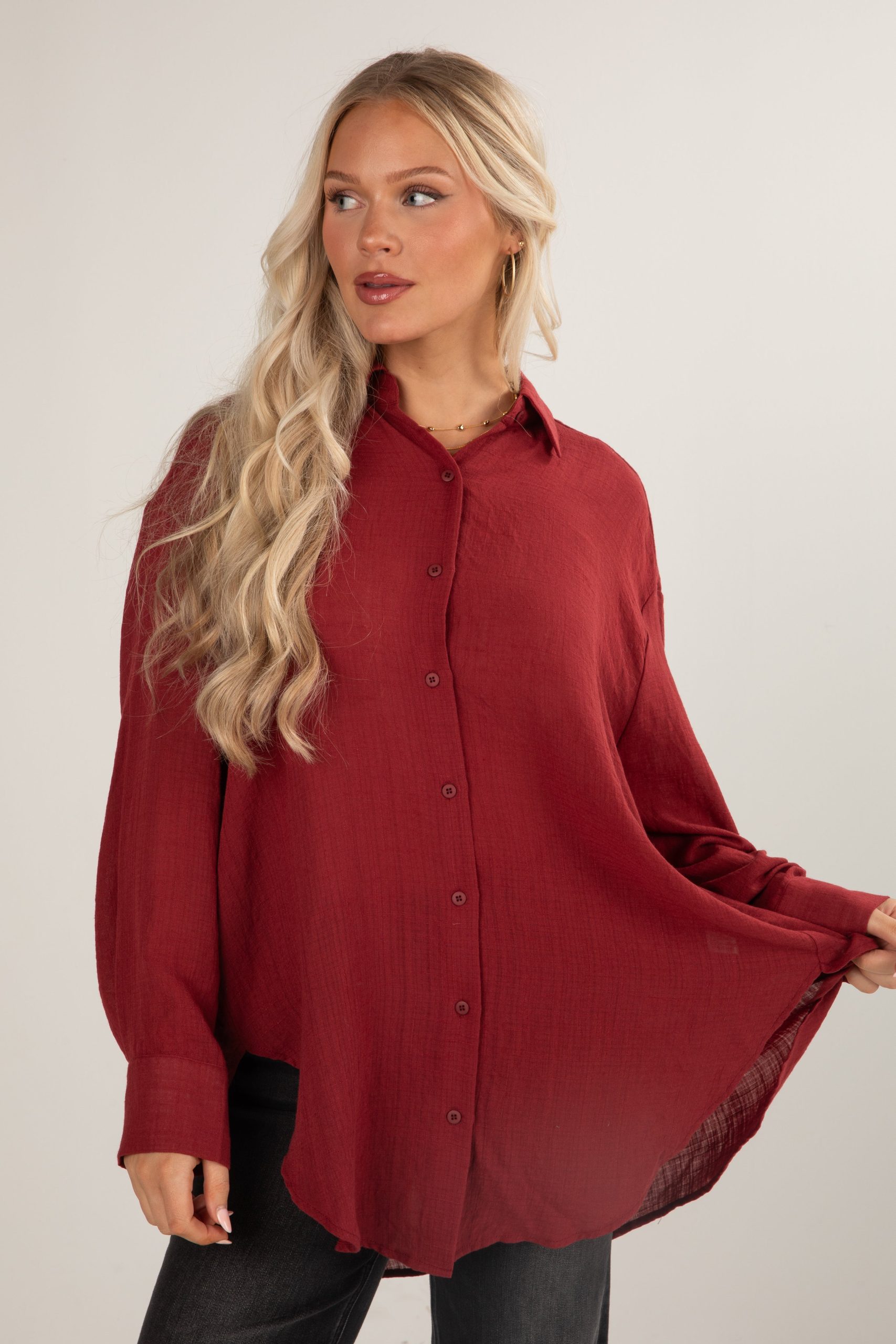 Allison Oversized Button-Up Blouse - Image 4