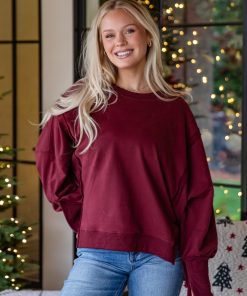 FINAL SALE - Laid-Back Oversized Burgundy Pullover