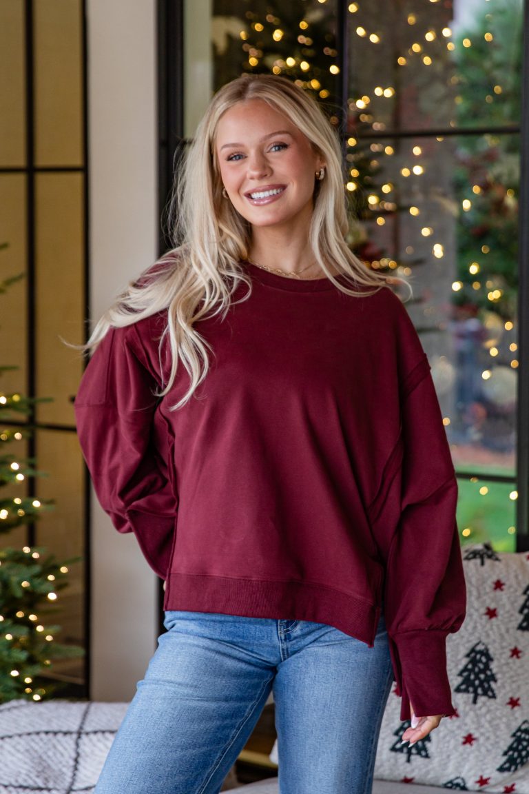 FINAL SALE - Laid-Back Oversized Burgundy Pullover