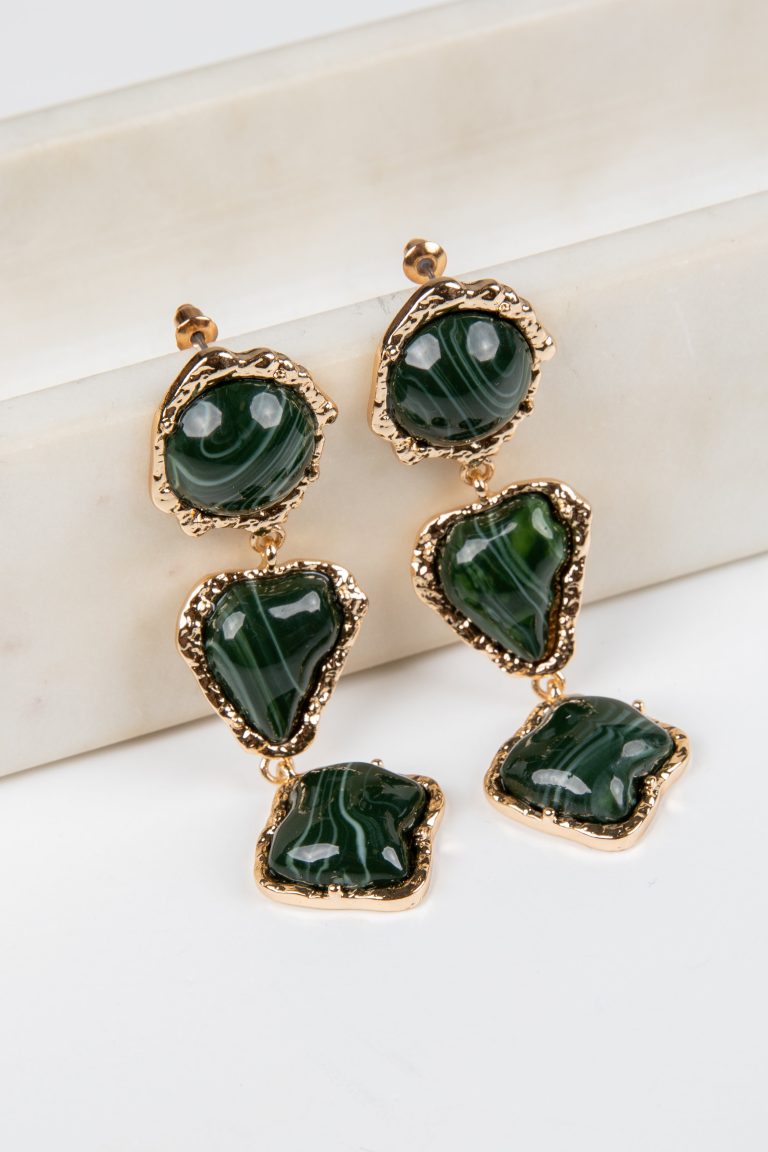 Helen Charcoal Stone Drop Earrings