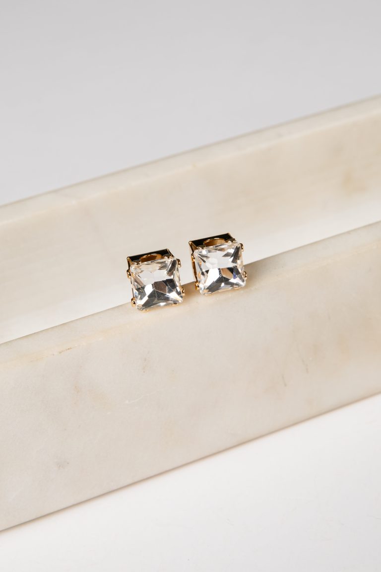 Selena Clear Gemstone Stud Earrings