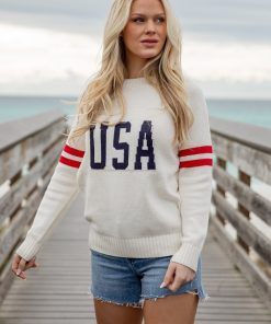 Varsity USA Cream Knit Sweater