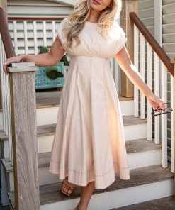 Everything I Love Structured Cream Midi Dress
