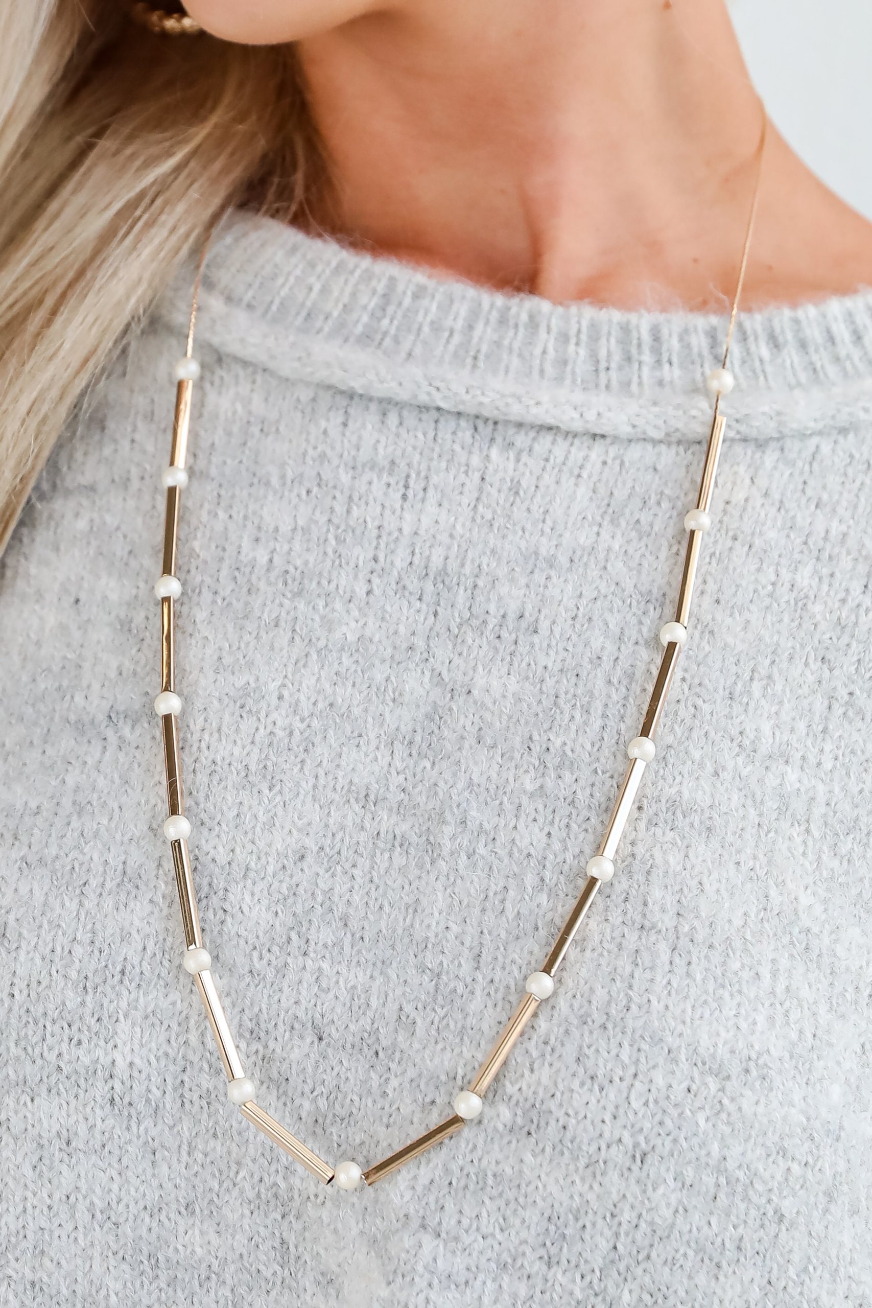 FINAL SALE - Lucy Gold Pearl Chain Necklace - Image 2