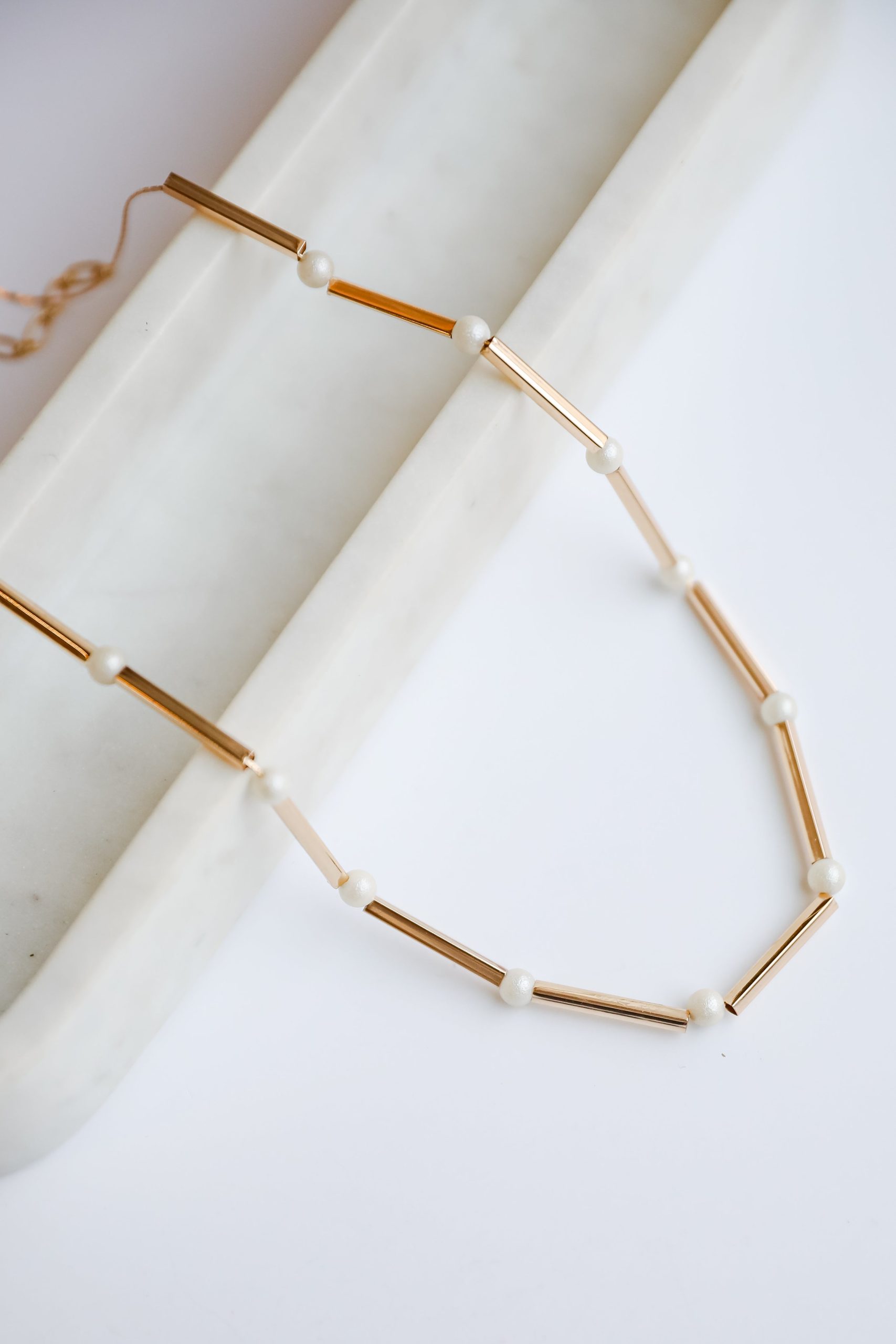 FINAL SALE - Lucy Gold Pearl Chain Necklace - Image 3