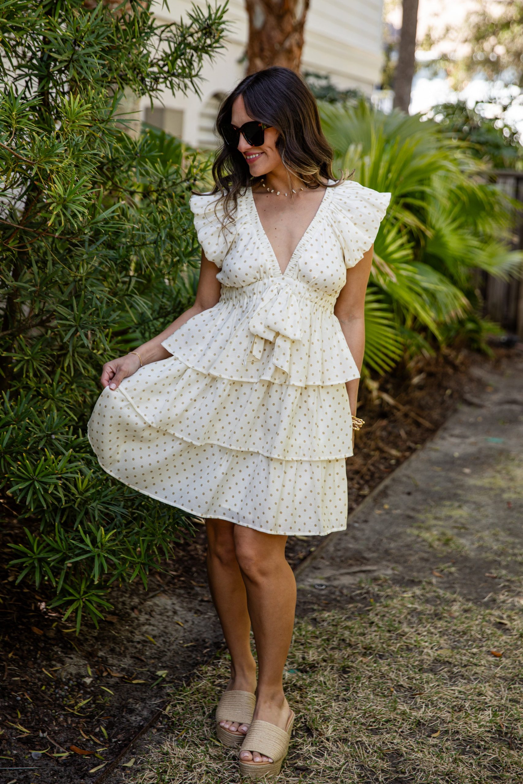 Day Well Spent Polka Dot Cream Mini Dress - Image 4