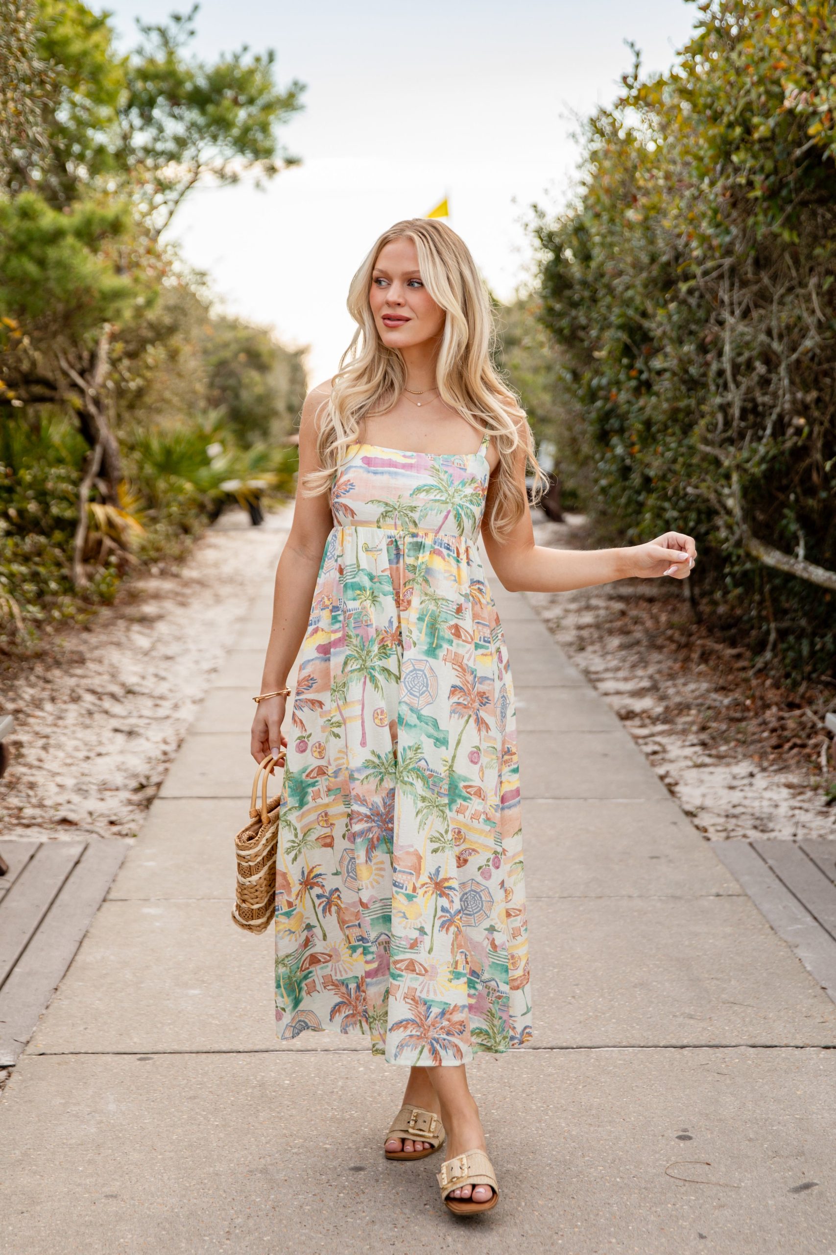 Paradise Awaits Cream Tropical Maxi Dress - Image 3