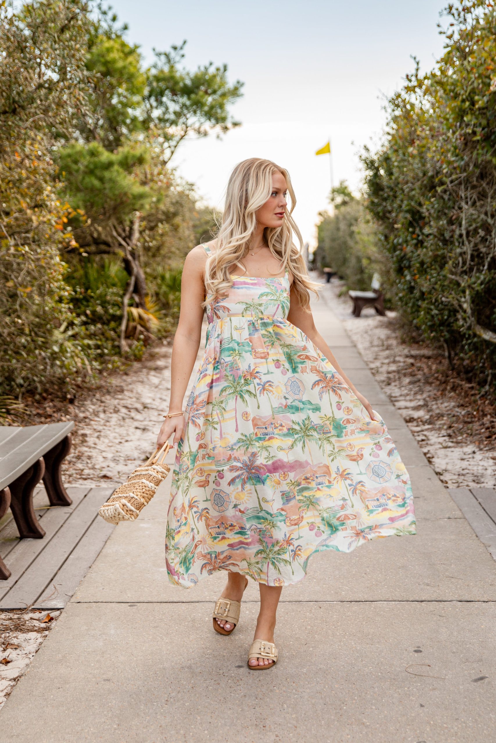 Paradise Awaits Cream Tropical Maxi Dress - Image 2