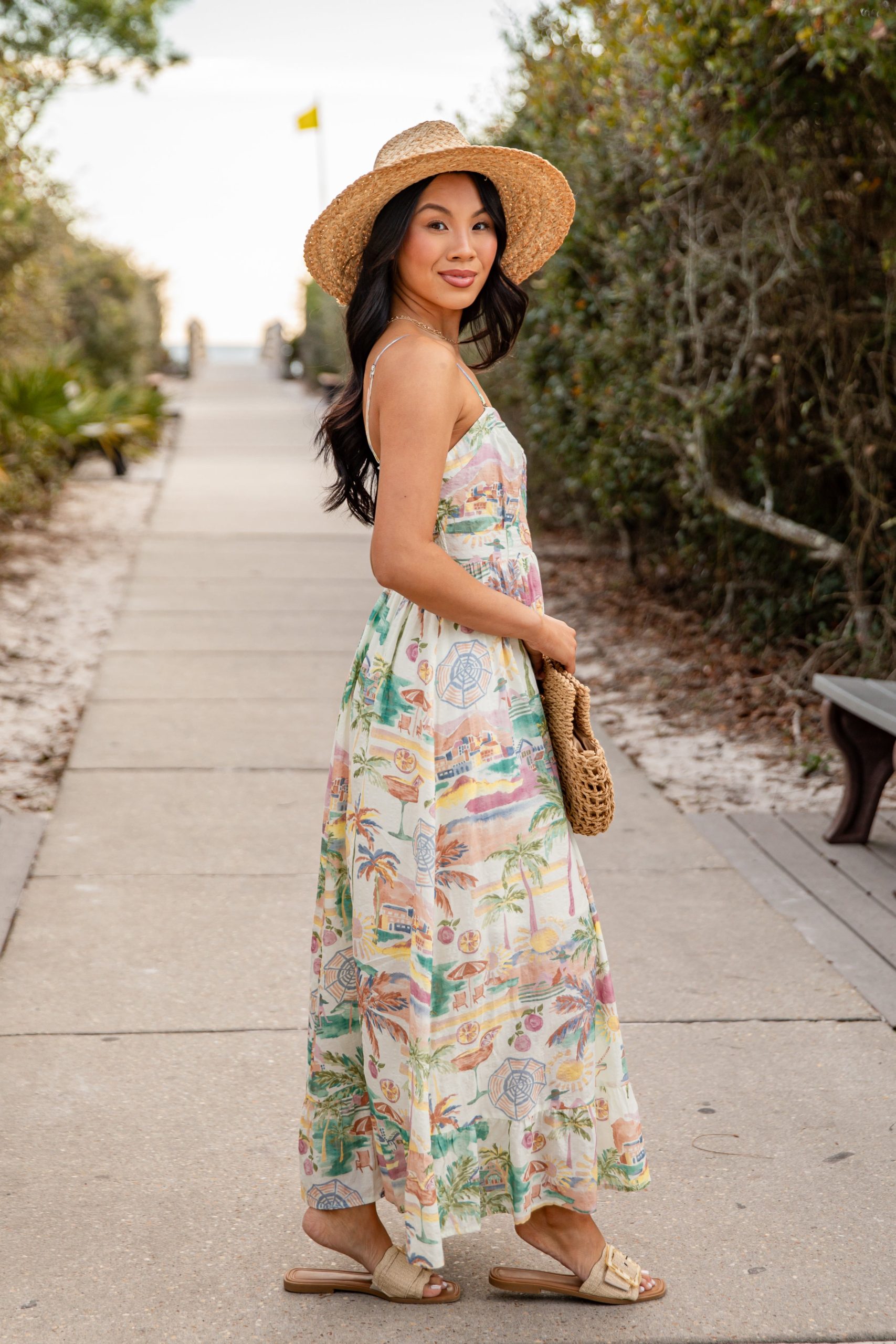 Tropical Vacation Off White Maxi Dress - Image 2