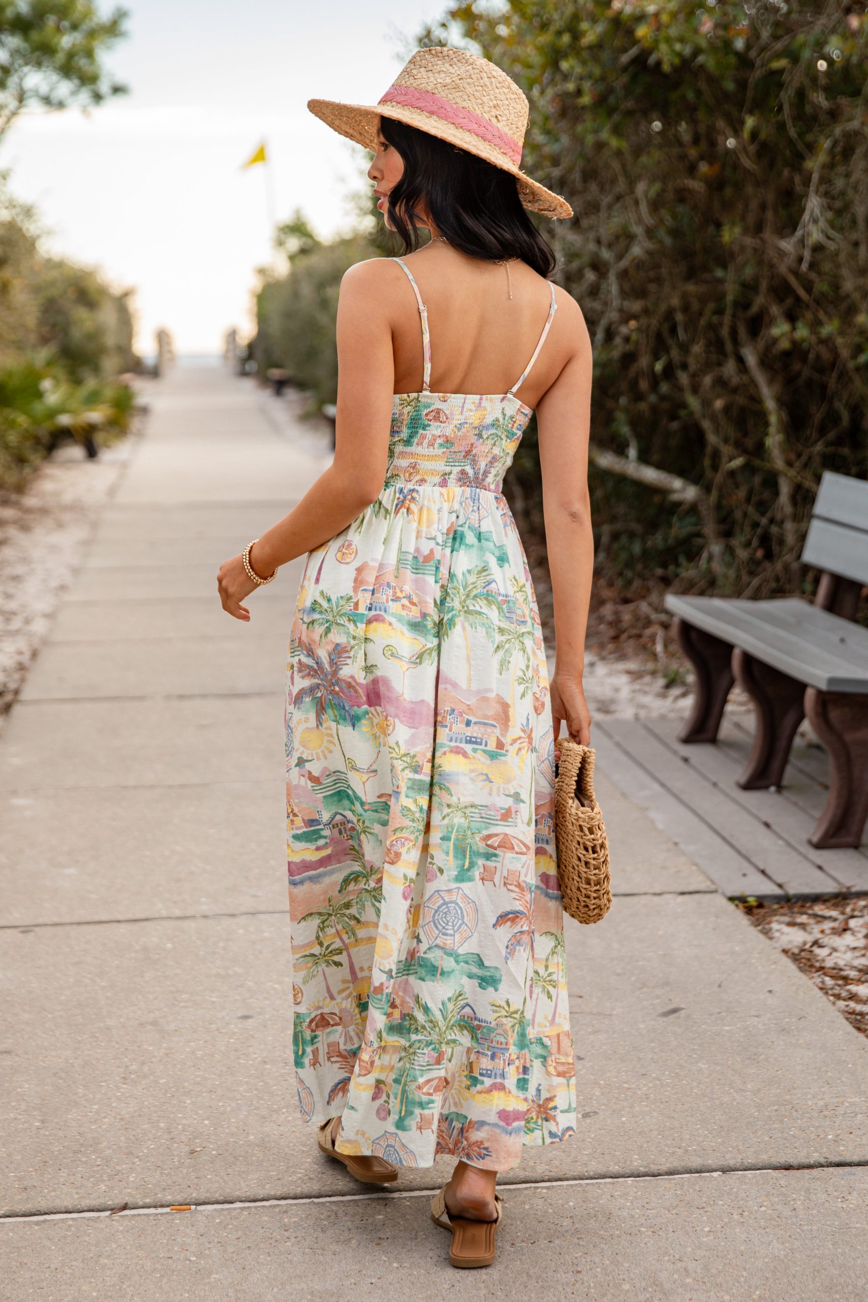 Tropical Vacation Off White Maxi Dress - Image 4