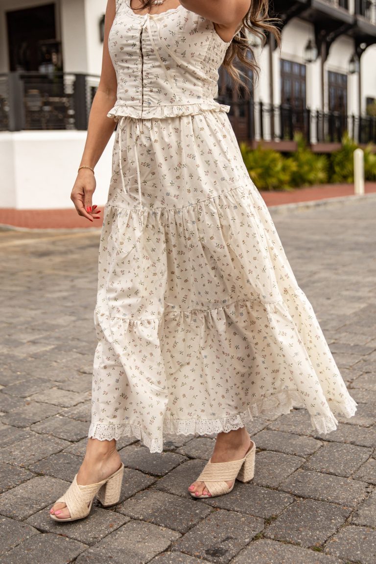 Delightful Direction Cream Floral Tiered Maxi Skirt