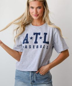 Heather Grey ATL Baseball Cropped Tee