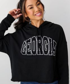 Black Georgia Cropped Hoodie