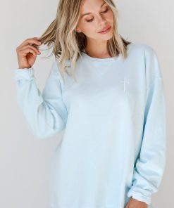 Light Blue God Is Good Cross Sweatshirt