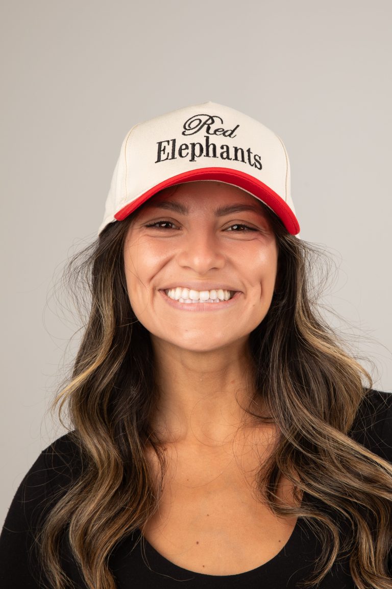 Red Elephants Embroidered Hat