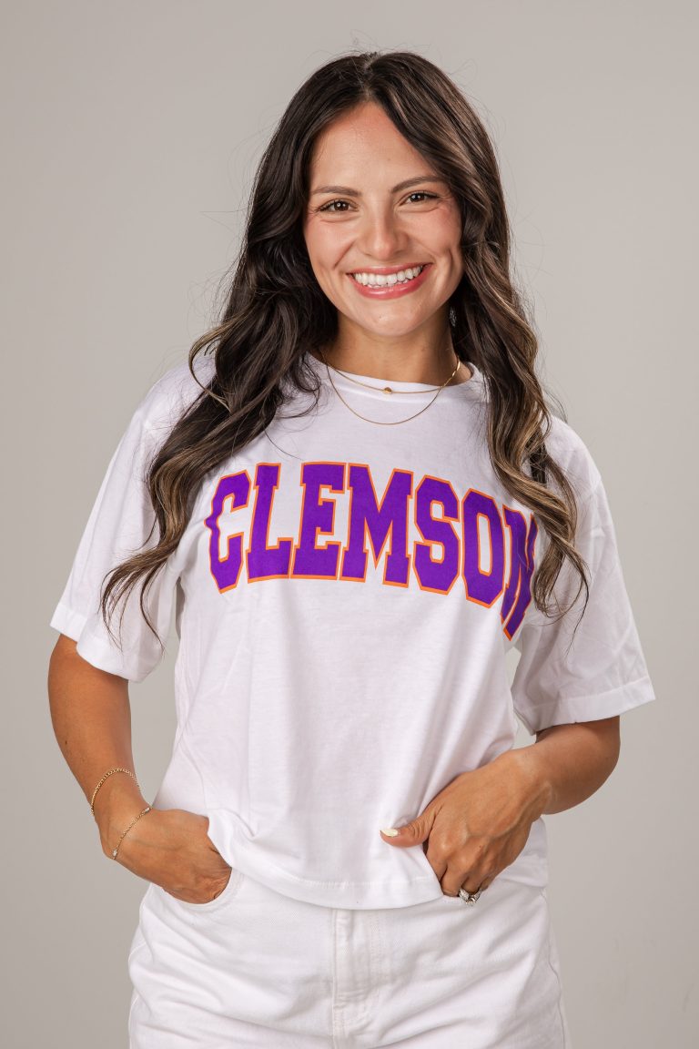 White Clemson Cropped Tee
