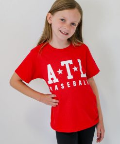 Youth Red ATL Star Baseball Tee