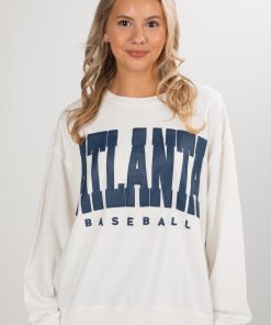 White Atlanta Baseball Sweatshirt