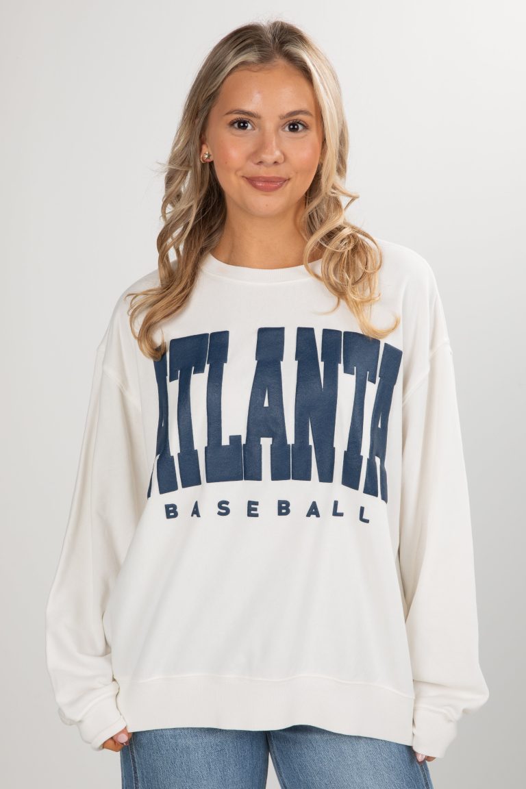 White Atlanta Baseball Sweatshirt