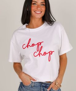 White Chop Chop Script Tee