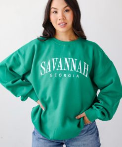 Green Savannah Georgia Block Letter Sweatshirt