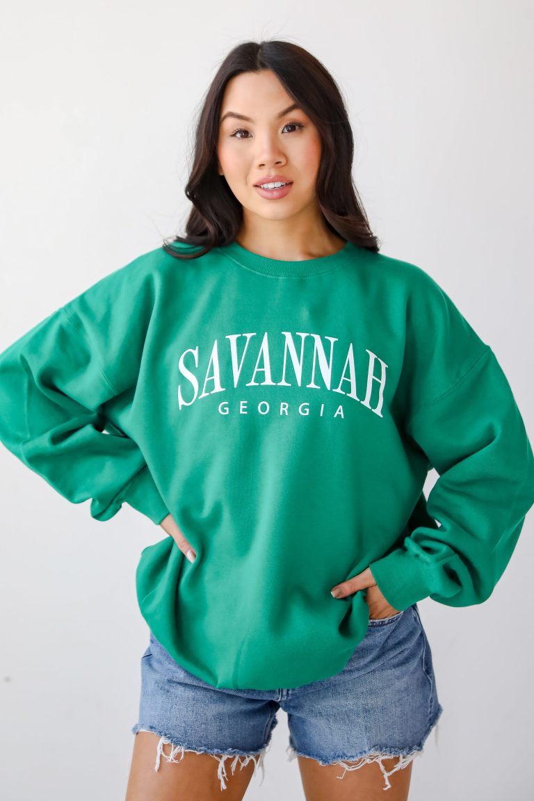 Green Savannah Georgia Block Letter Sweatshirt