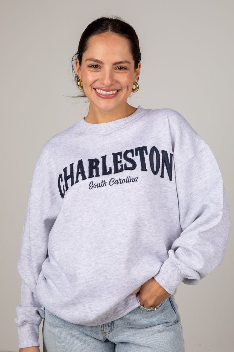 Heather Grey Charleston South Carolina Graphic Pullover
