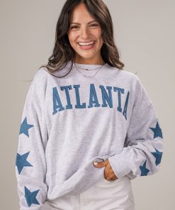Atlanta Star Denim Patch Heather Grey Sweatshirt