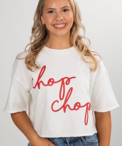 White Chop Chop Cropped Tee