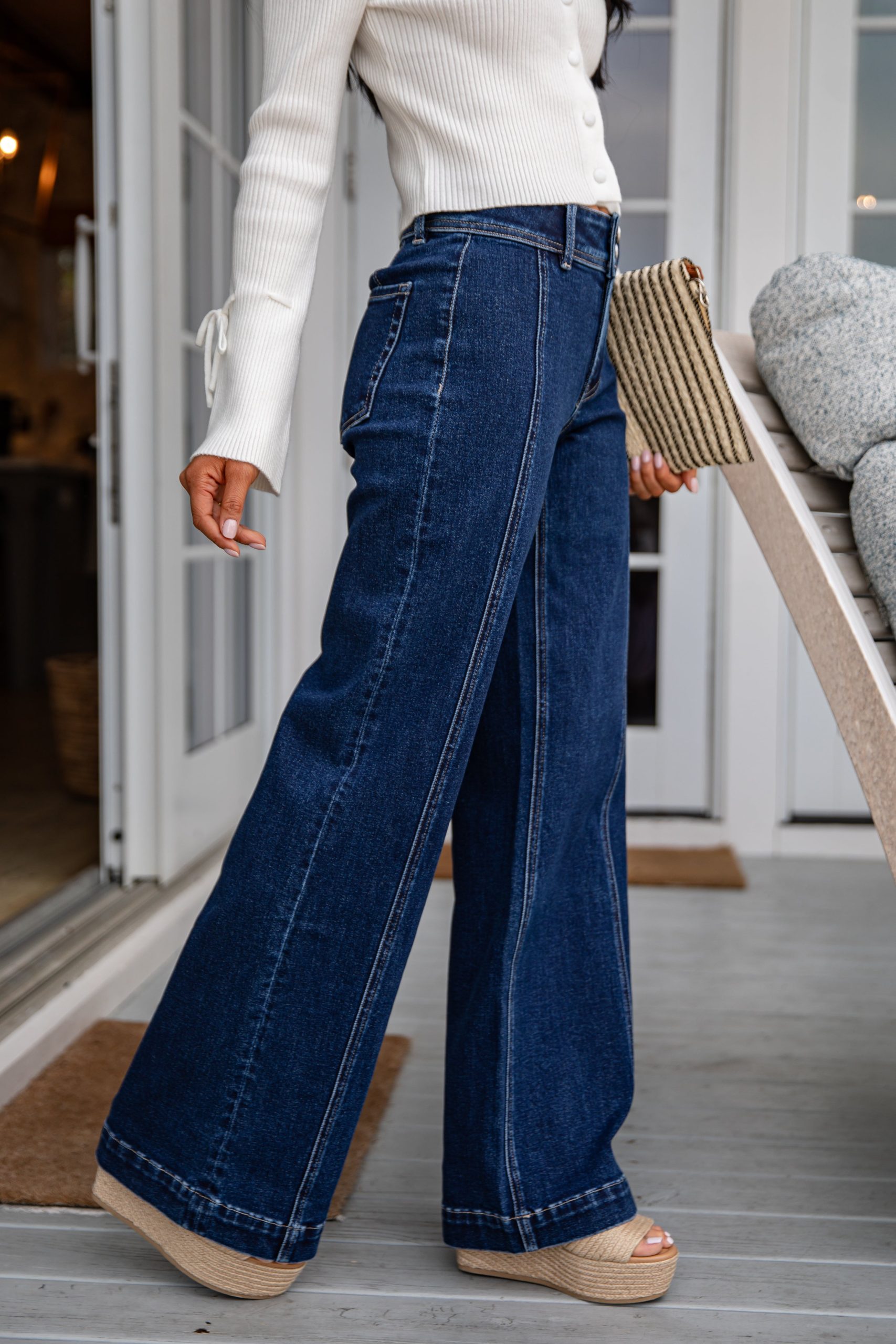 Ginny High-Rise Dark Wash Wide Leg Jeans - Image 4
