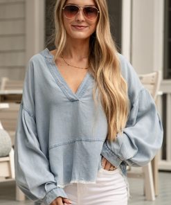 FINAL SALE - In Your Favor Denim Blouse