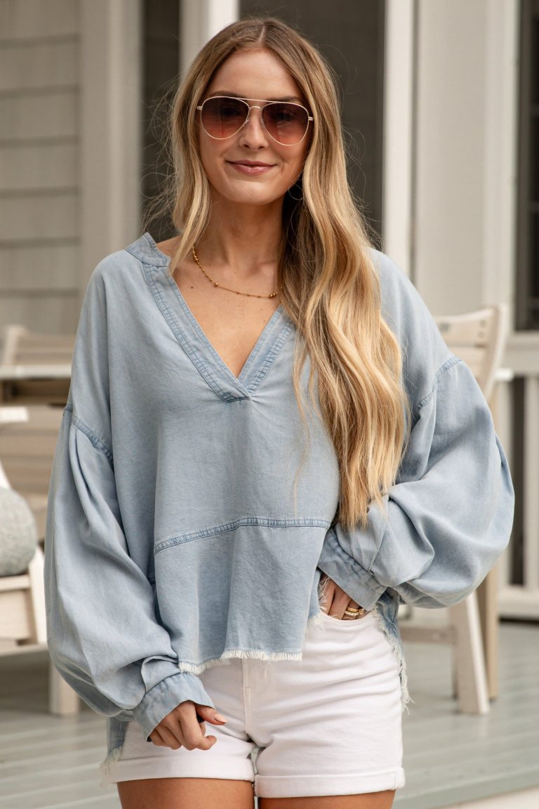 FINAL SALE - In Your Favor Denim Blouse