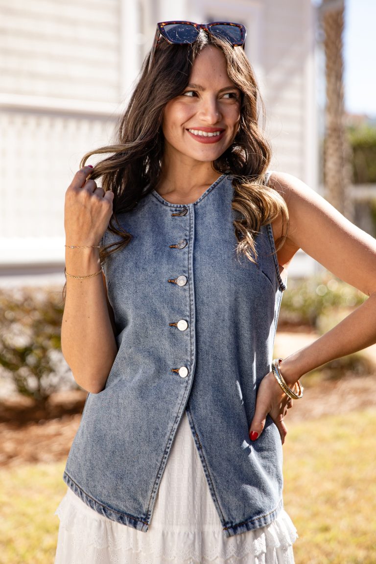 Simply Styled Denim Button Vest