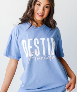 Light Blue Destin Florida Script Tee