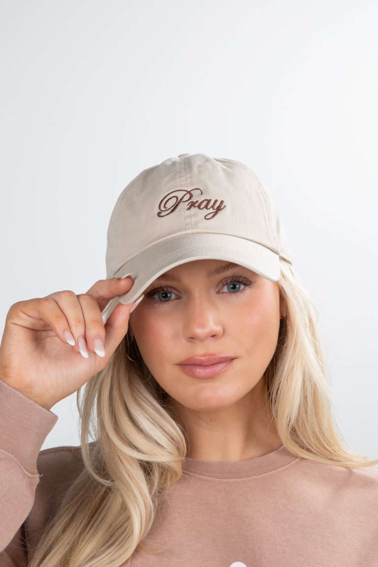Beige Pray Script Hat