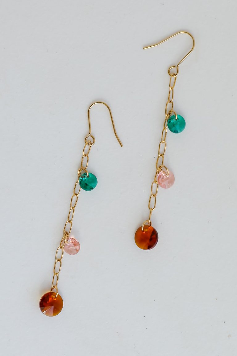 FINAL SALE - Selena Gold Gemstone Drop Earrings