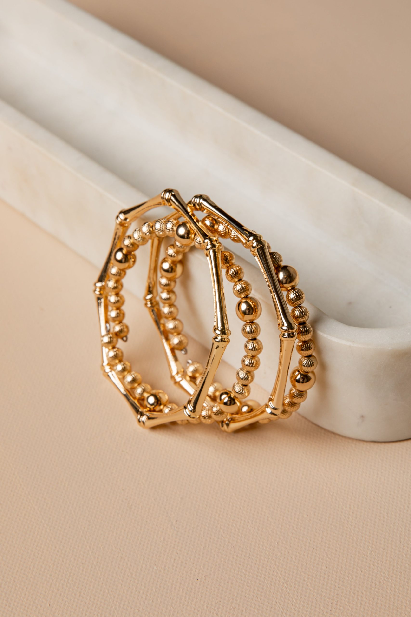 Monroe Gold Bead & Bar Bracelet Stack - Image 2