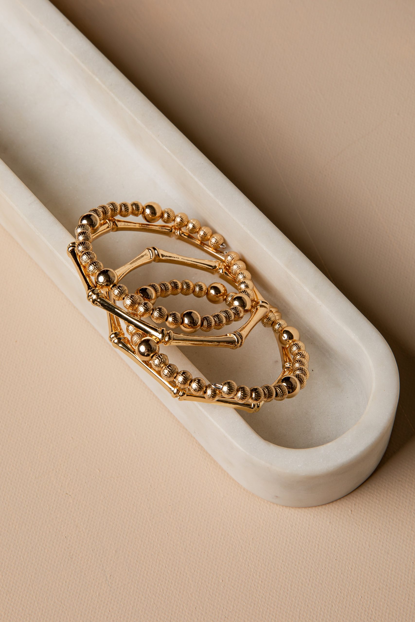 Monroe Gold Bead & Bar Bracelet Stack