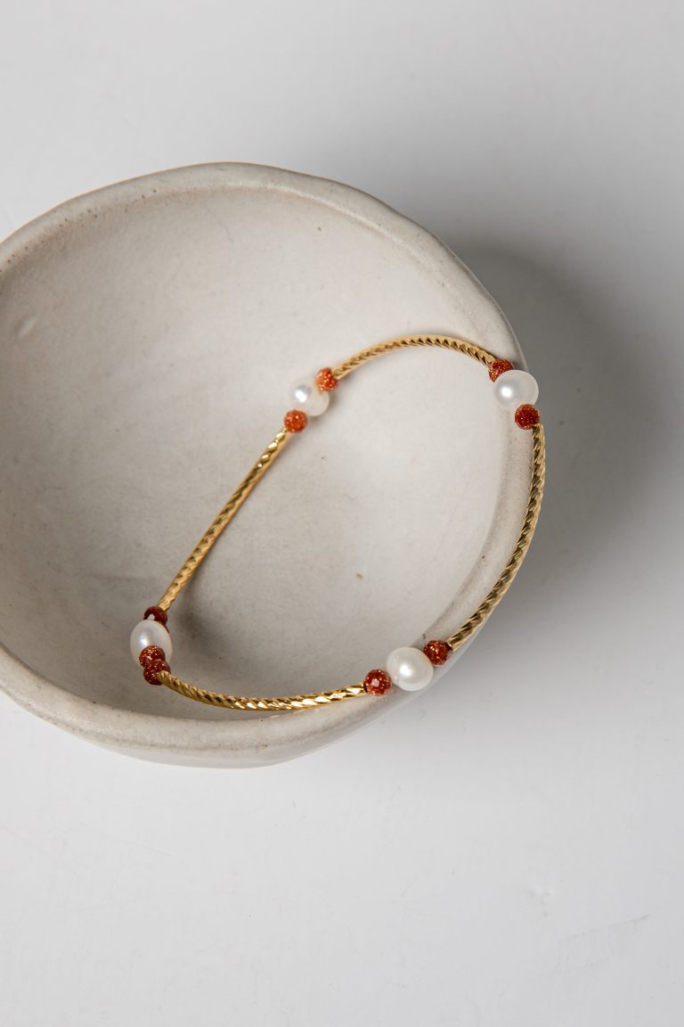 Amber Gold Beaded Bracelet