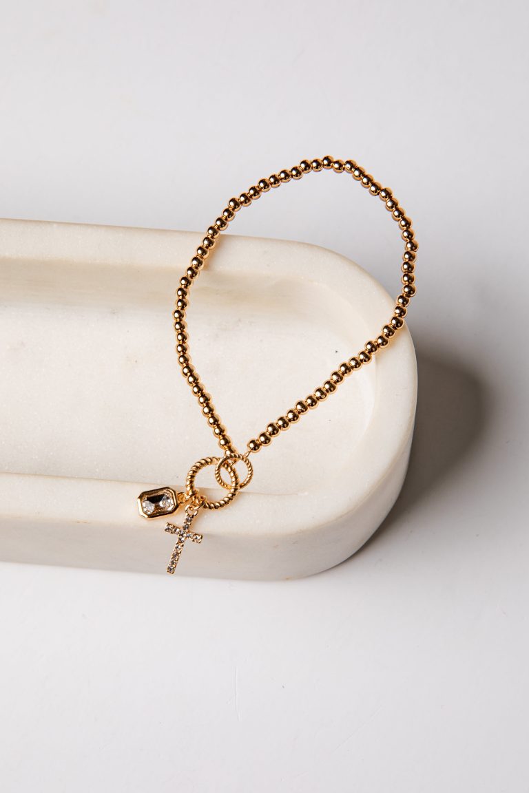 Talia Gold Beaded Charm Bracelet