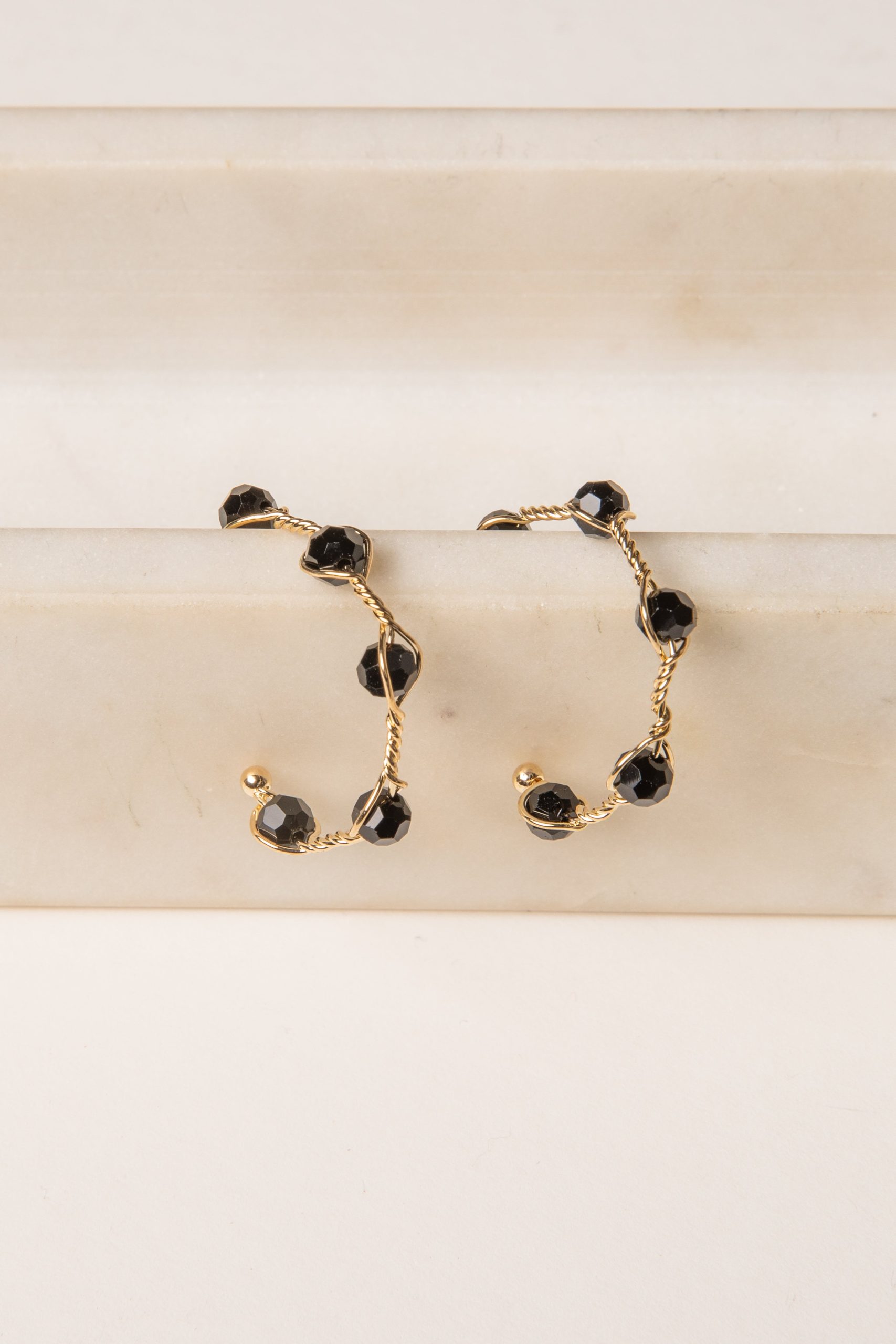 Claire Gold Beaded Hoop Earrings - Image 2