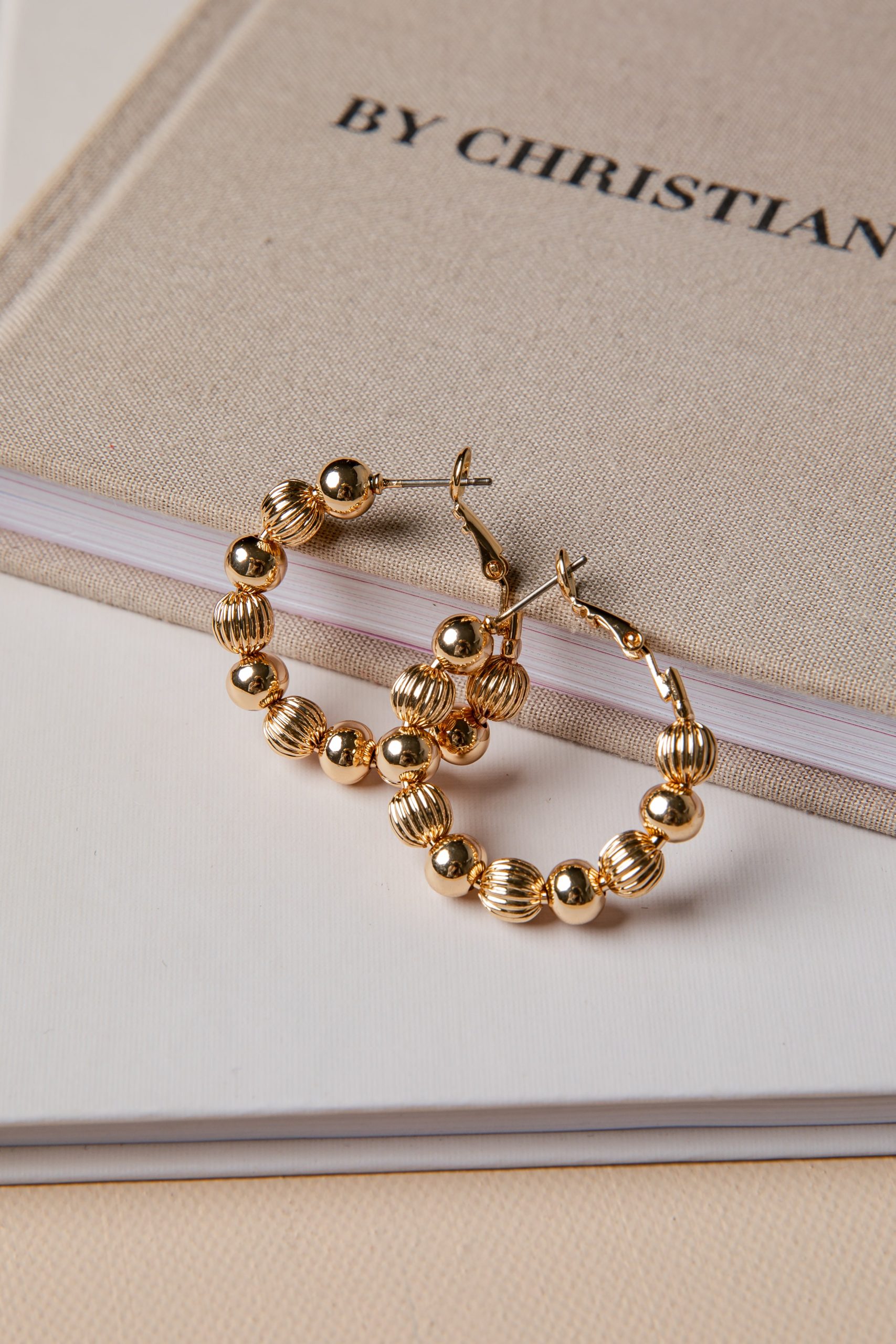 Lillie Gold Beaded Hoop Earrings - Image 2