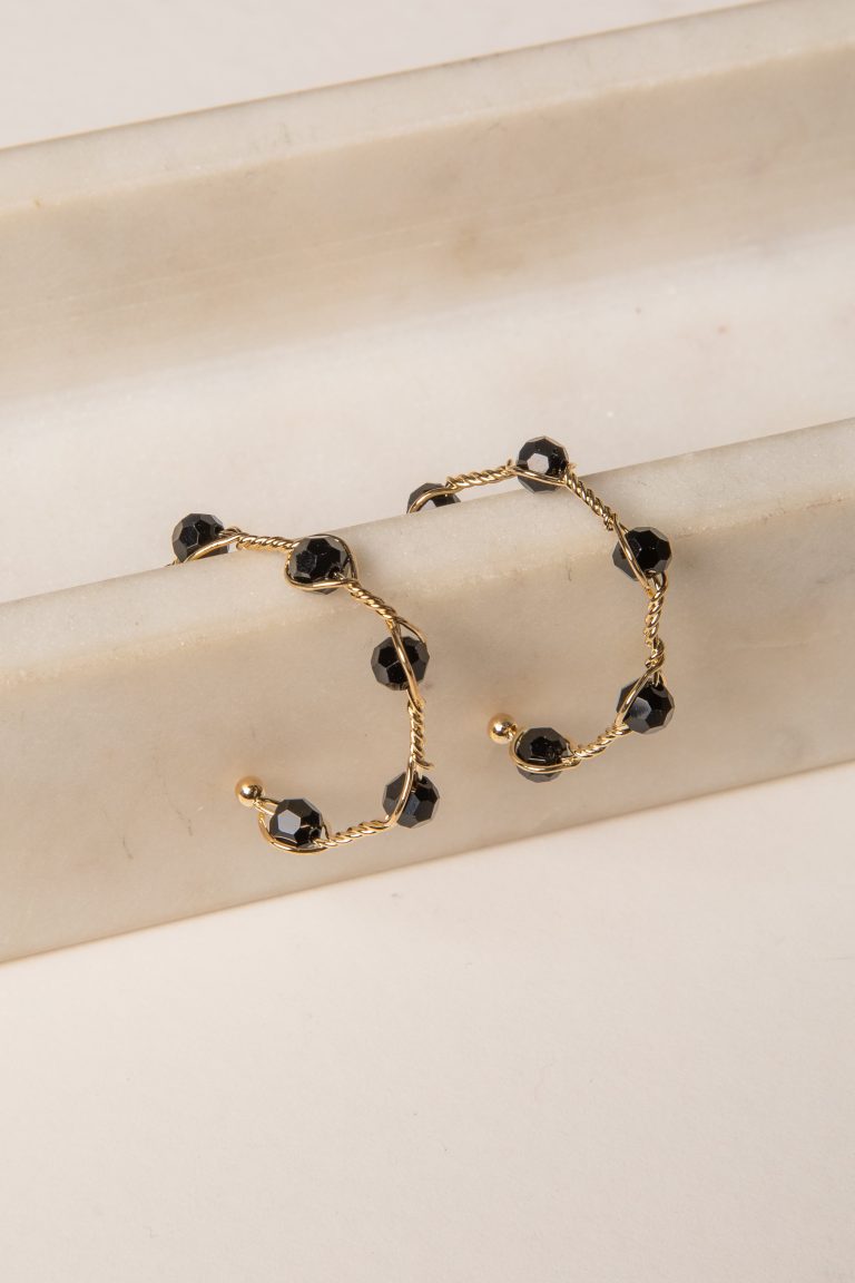 Claire Gold Beaded Hoop Earrings