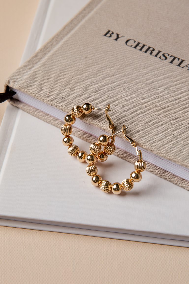 Lillie Gold Beaded Hoop Earrings