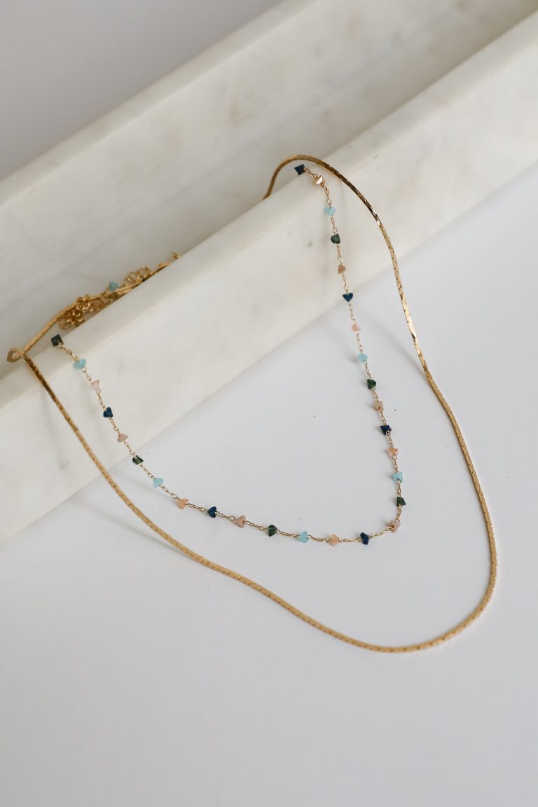 FINAL SALE - Gabby Gold Beaded Layered Necklace