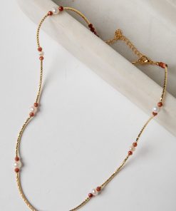 Amber Gold Beaded Necklace