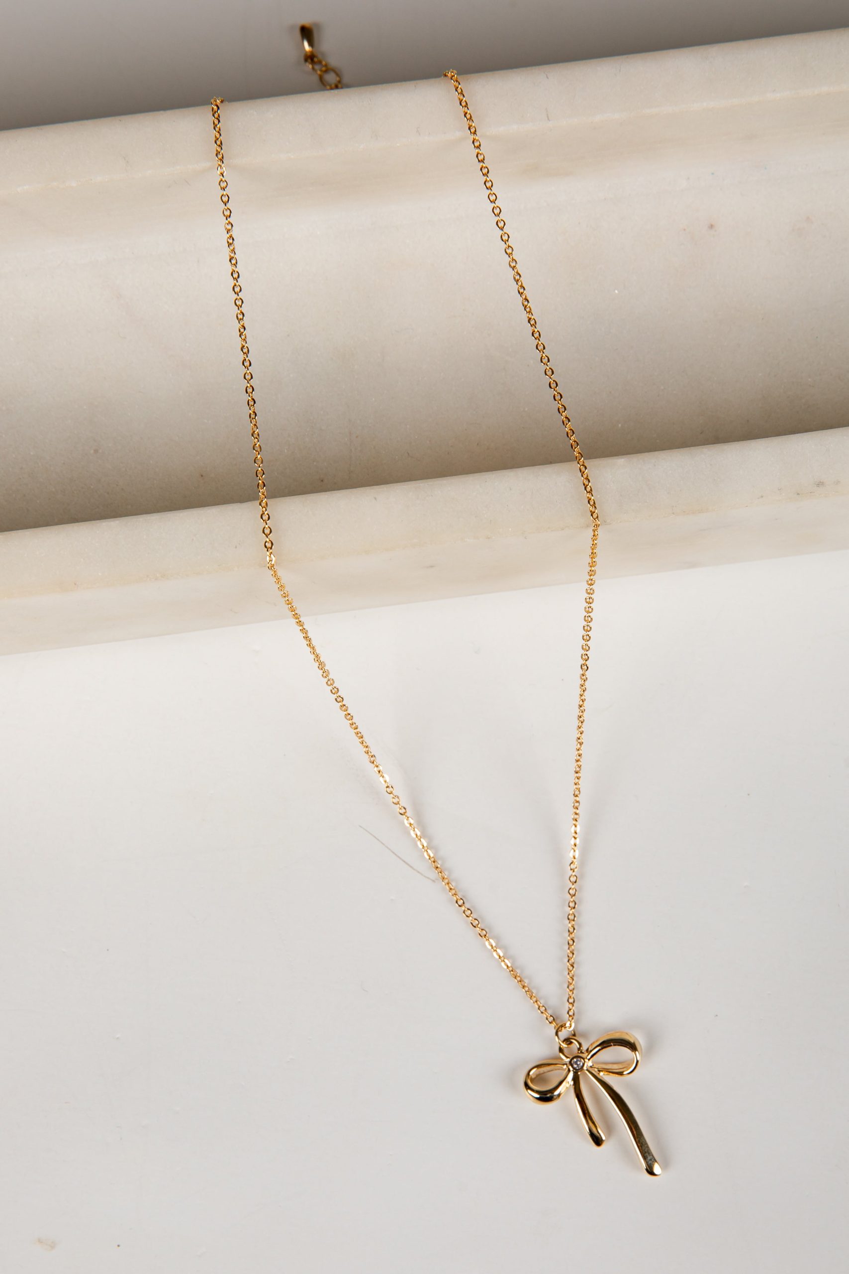 Ivy Gold Bow Charm Necklace - Image 3