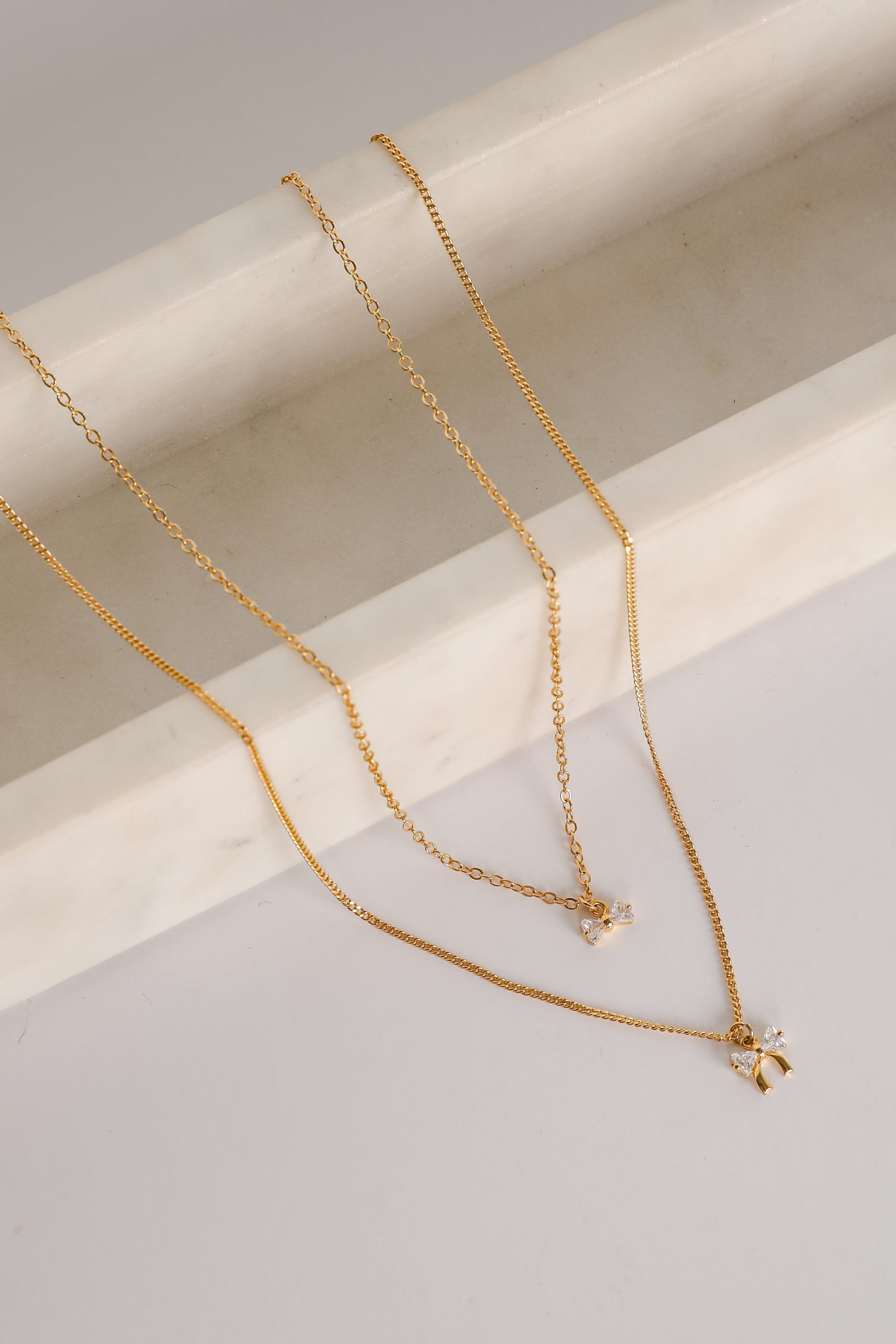 FINAL SALE - Gianna Gold Bow Charm Layered Necklace - Image 2
