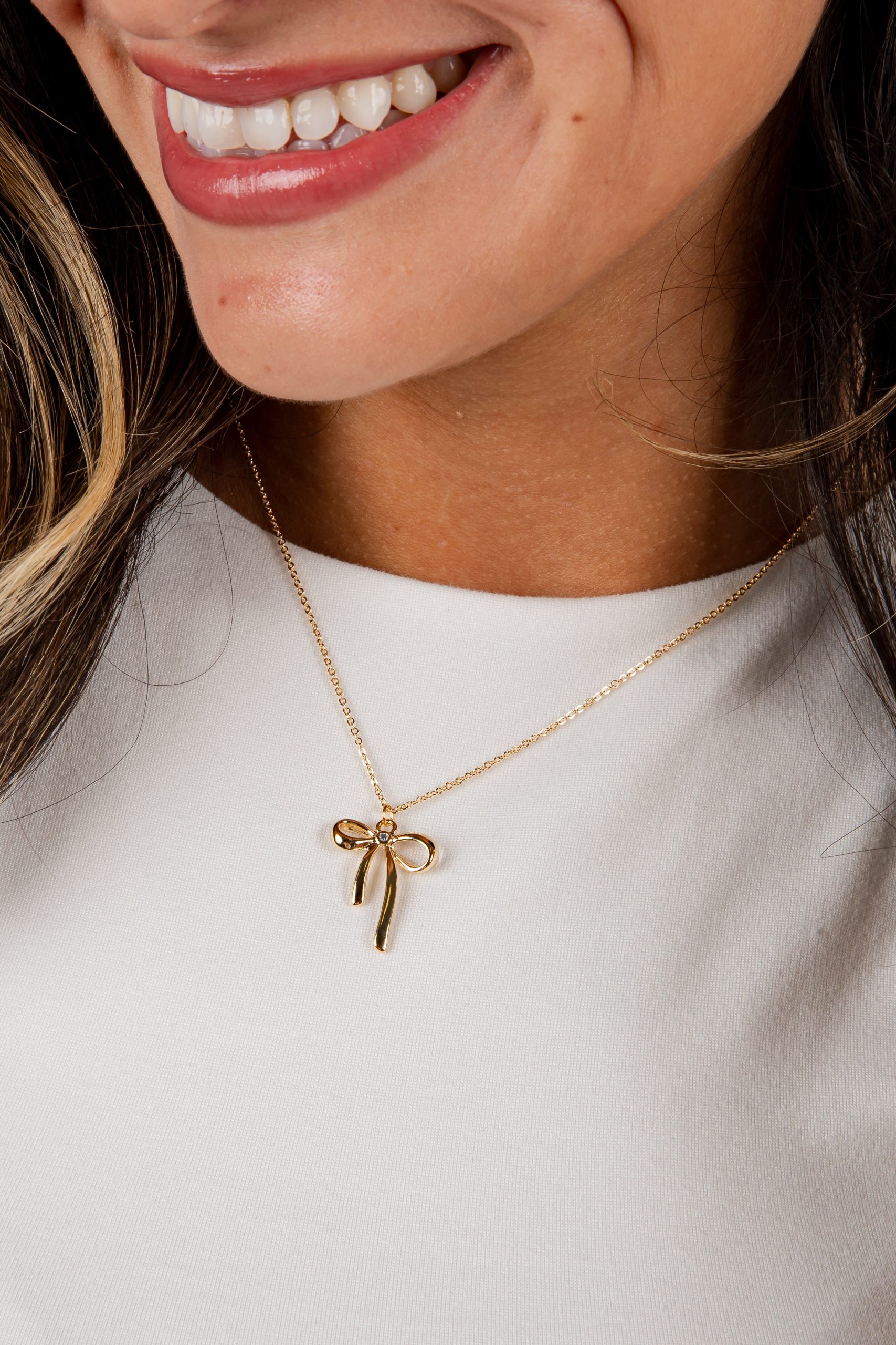 Ivy Gold Bow Charm Necklace - Image 2