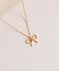Marissa Gold Bow Charm Necklace
